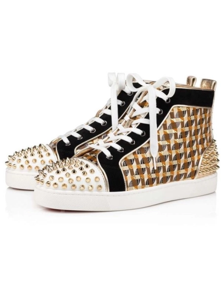 cheap Christian Louboutin High-top Lou Spikes 2 Version Multi Calf sale
