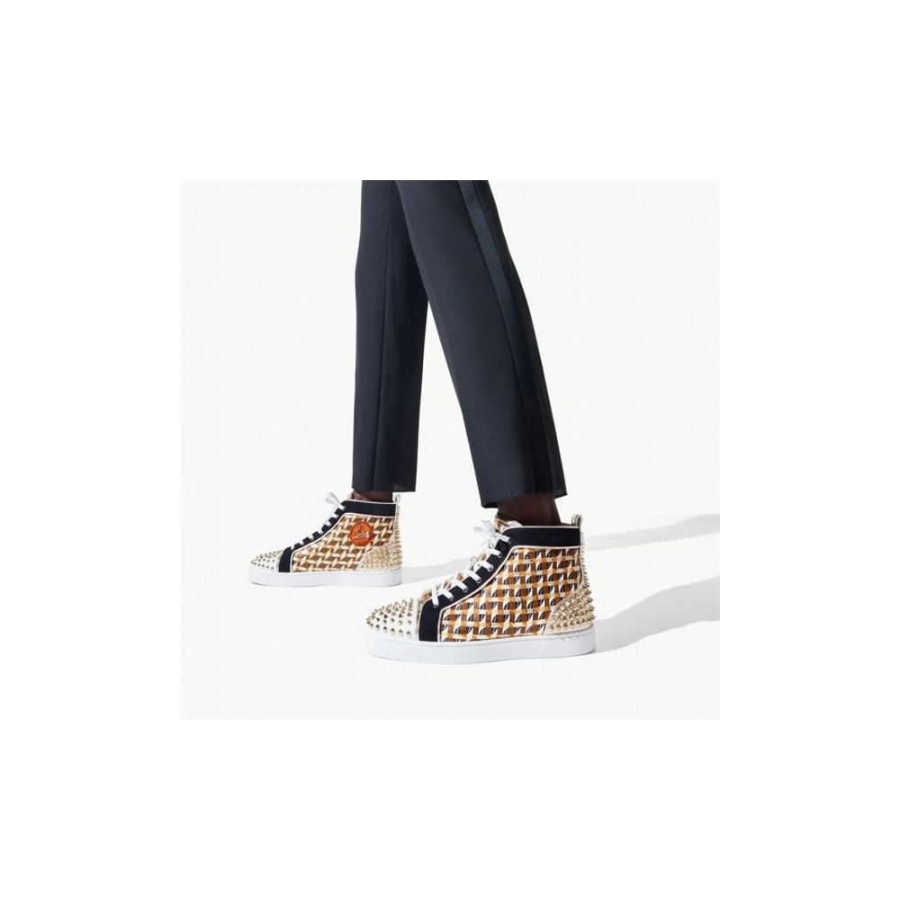 cheap Christian Louboutin High-top Lou Spikes 2 Version Multi Calf sale