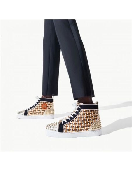 cheap Christian Louboutin High-top Lou Spikes 2 Version Multi Calf sale