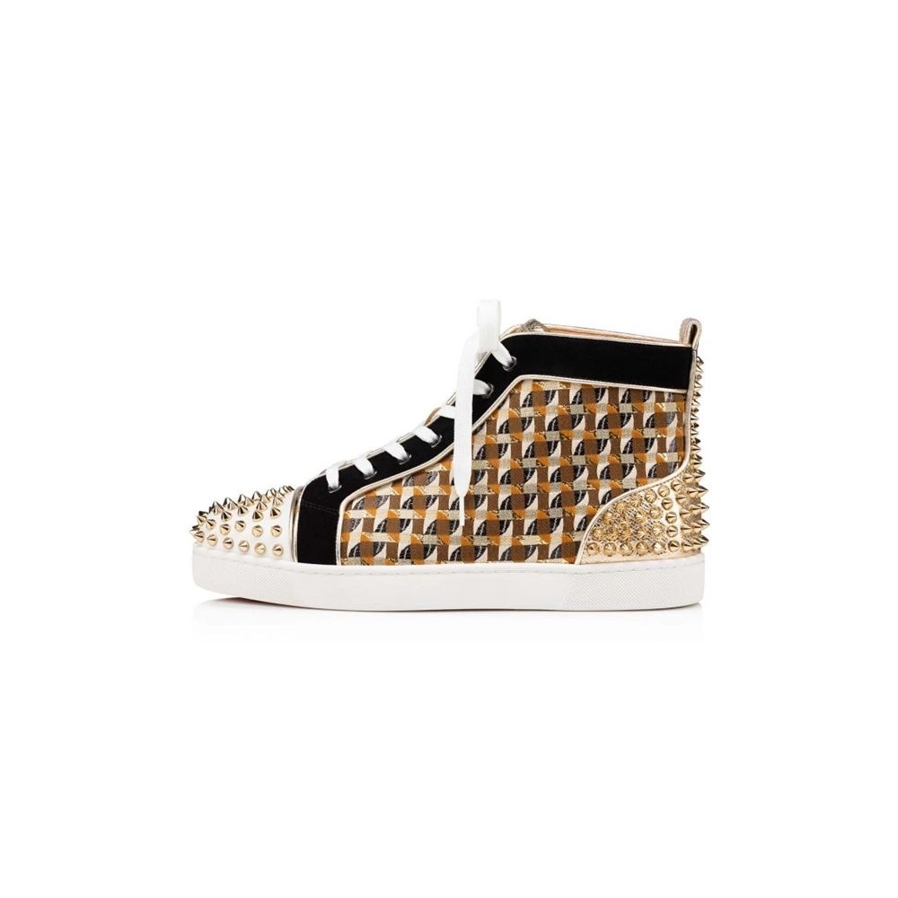 cheap Christian Louboutin High-top Lou Spikes 2 Version Multi Calf sale