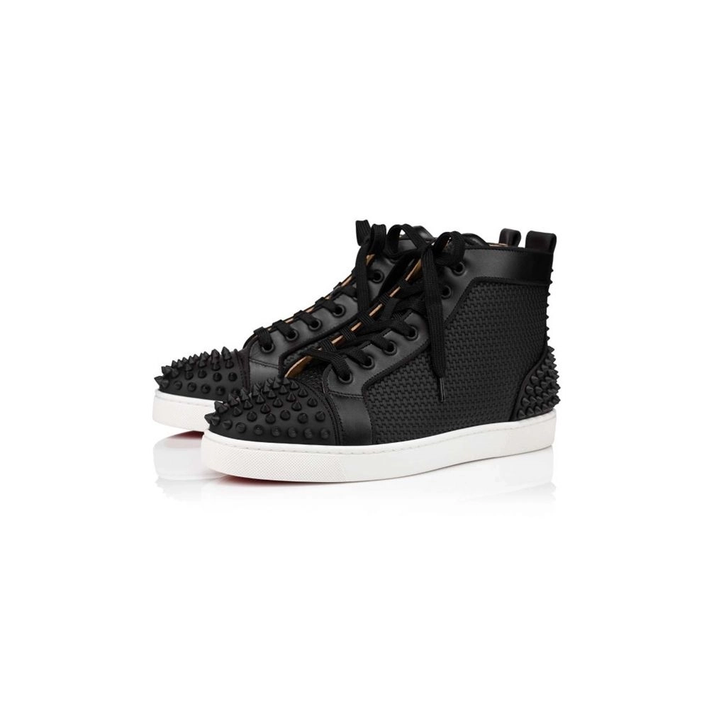 cheap Christian Louboutin High-top Lou Spikes 2 Black black Mat Gomme sale