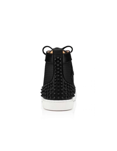 cheap Christian Louboutin High-top Lou Spikes 2 Black black Mat Gomme sale
