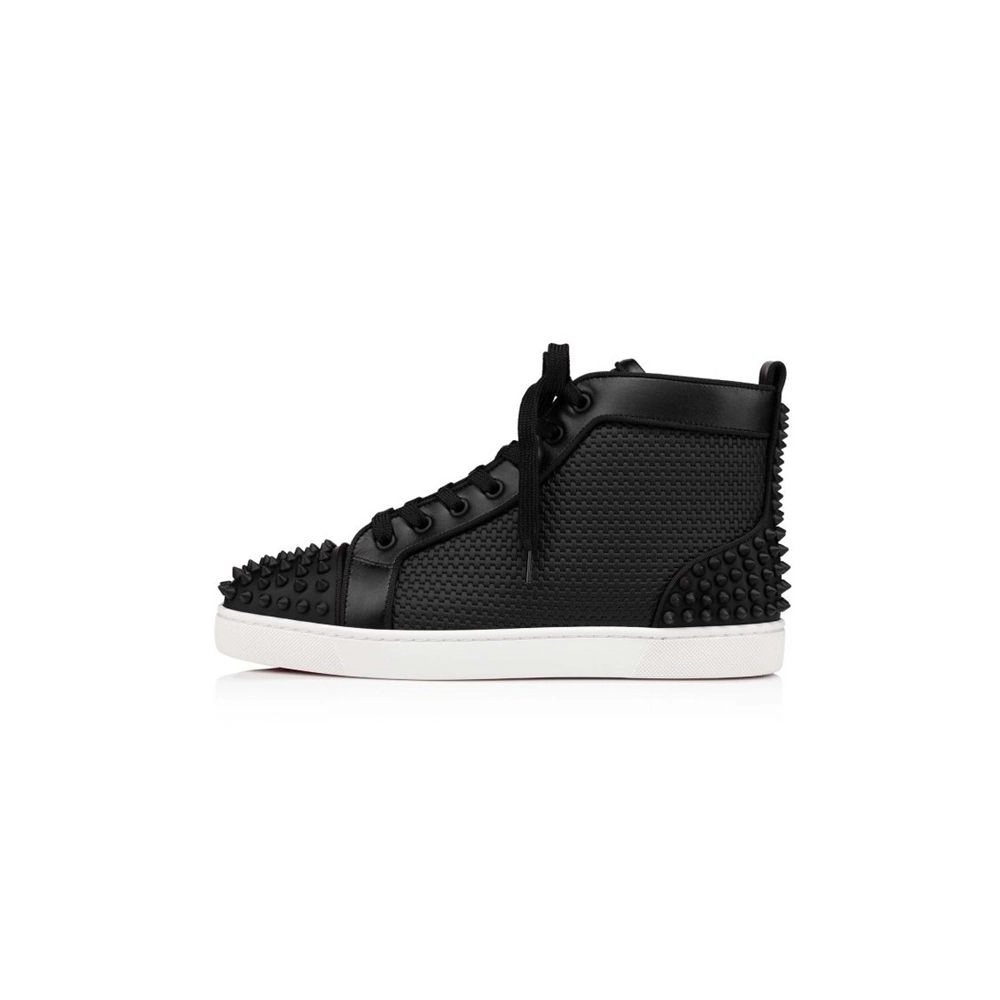cheap Christian Louboutin High-top Lou Spikes 2 Black black Mat Gomme sale