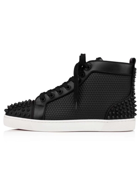 cheap Christian Louboutin High-top Lou Spikes 2 Black black Mat Gomme sale