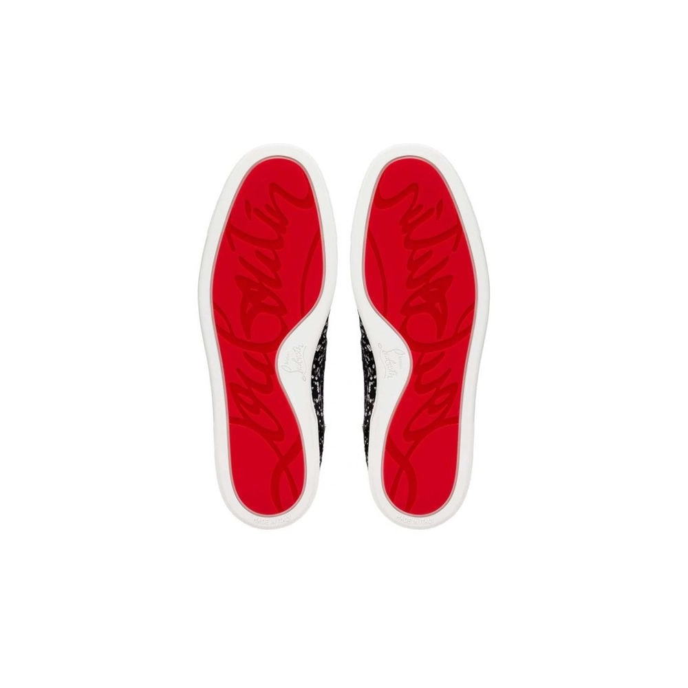 cheap Christian Louboutin High-top Lou Spikes Orlato Black silver Velvet sale