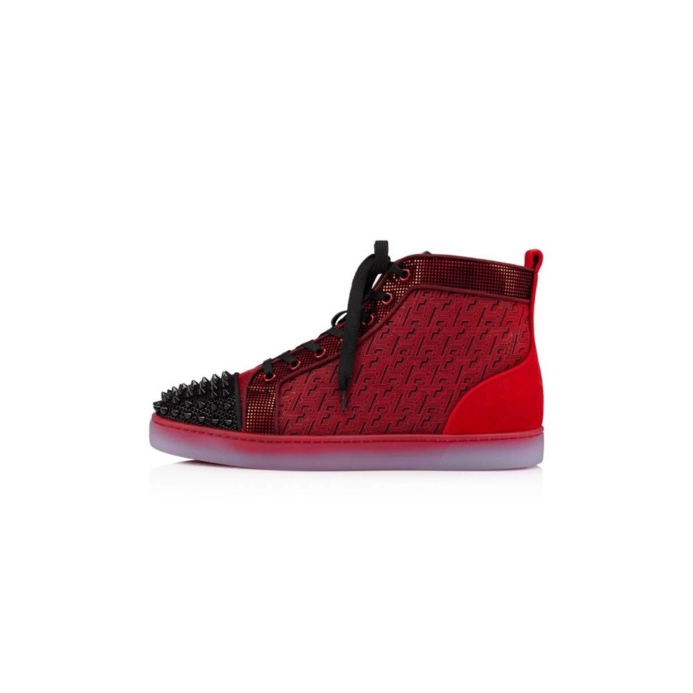 cheap Christian Louboutin High-top Lou Spikes Orlato Black loubi Polyester sale