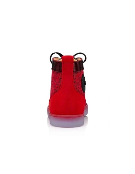 cheap Christian Louboutin High-top Lou Spikes Orlato Black loubi Polyester sale