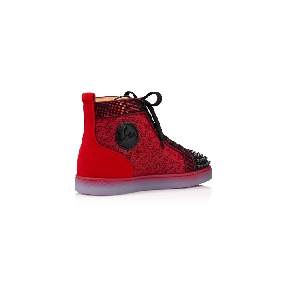 cheap Christian Louboutin High-top Lou Spikes Orlato Black loubi Polyester sale