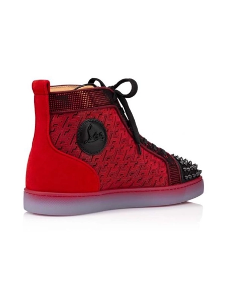cheap Christian Louboutin High-top Lou Spikes Orlato Black loubi Polyester sale