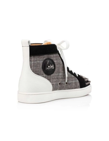 cheap Christian Louboutin High-top Lou Spikes Orlato Version Grey Calf sale