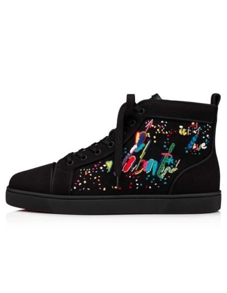 cheap Christian Louboutin High-top Louis Orlato Black multi Toile sale