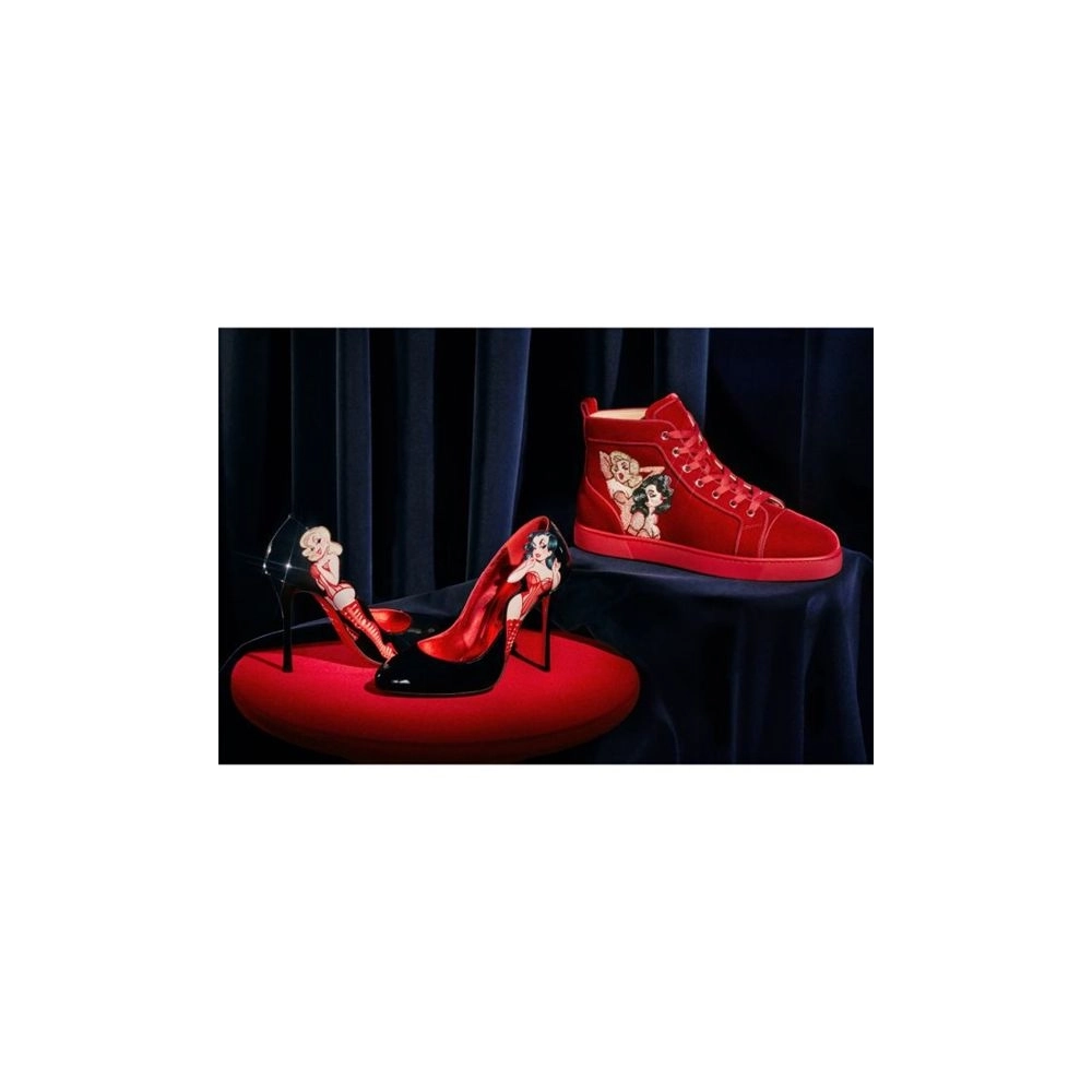 cheap Christian Louboutin High-top Loupin Up Red Loubi multi Shoe sale