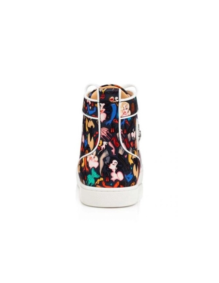 cheap Christian Louboutin High-top Louis Orlato Black-multi bianco Crepe Satin sale