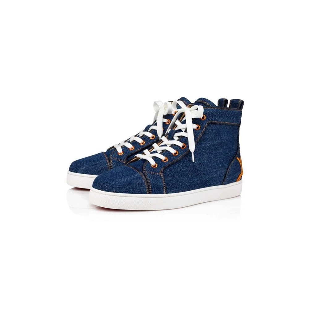 cheap Christian Louboutin High-top Fun Louis Denim Blue Fabric sale