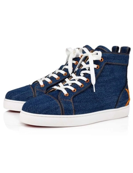 cheap Christian Louboutin High-top Fun Louis Denim Blue Fabric sale