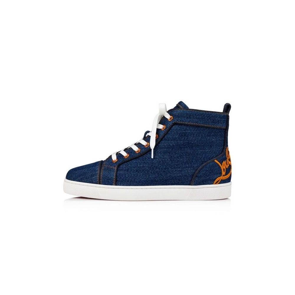 cheap Christian Louboutin High-top Fun Louis Denim Blue Fabric sale