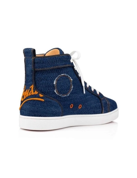 cheap Christian Louboutin High-top Fun Louis Denim Blue Fabric sale