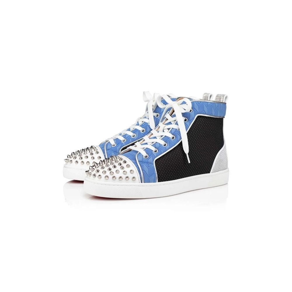 cheap Christian Louboutin High-top Lou Spikes Orlato Version Multi Fabric Sneaker sale