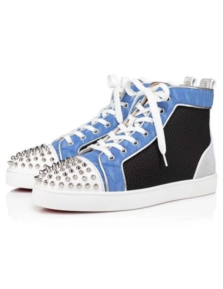 cheap Christian Louboutin High-top Lou Spikes Orlato Version Multi Fabric Sneaker sale