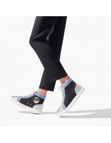 cheap Christian Louboutin High-top Lou Spikes Orlato Version Multi Fabric Sneaker sale