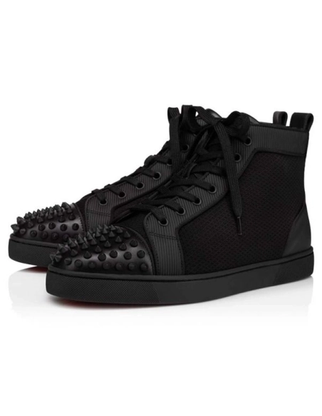 cheap Christian Louboutin High Top Varsilou Spikes Black Calf sale