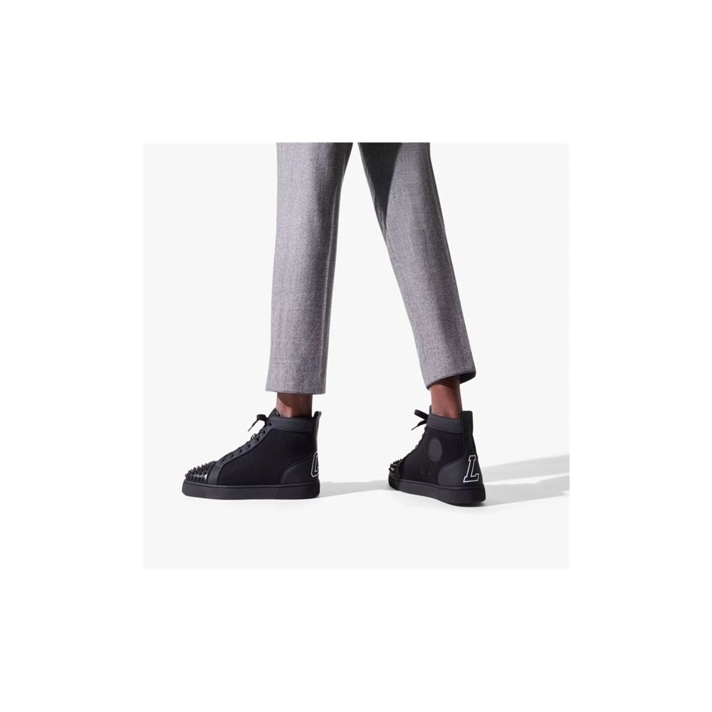 cheap Christian Louboutin High Top Varsilou Spikes Black Calf sale