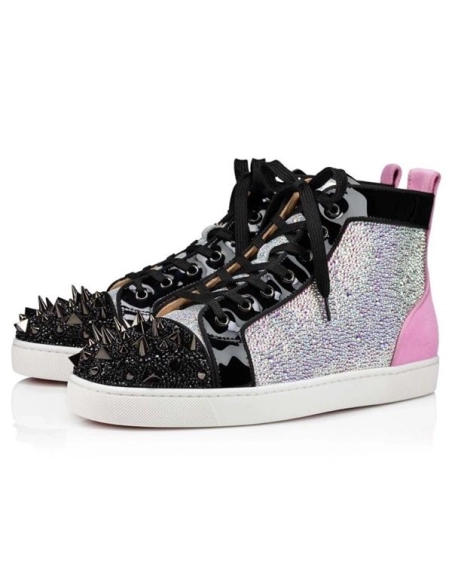 cheap Christian Louboutin High Top Louis Strass Pik Pik Version Multi Suede Leather sale