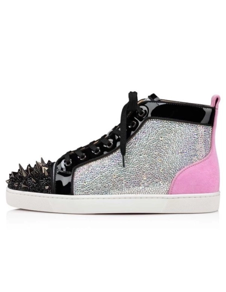 cheap Christian Louboutin High Top Louis Strass Pik Pik Version Multi Suede Leather sale