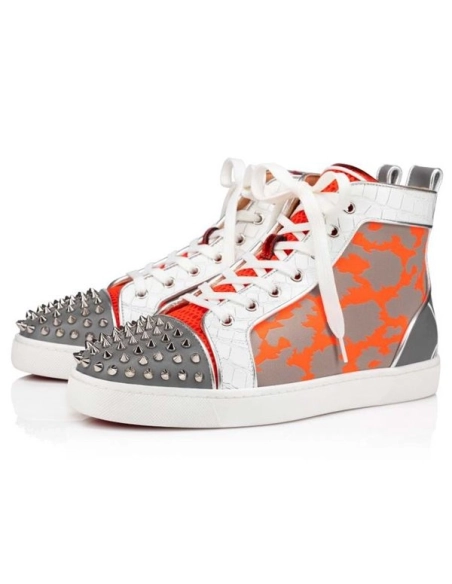 cheap Christian Louboutin High Top Fun Lou Spikes Version Multi Calf sale