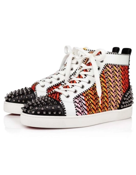 cheap Christian Louboutin High Top Lou Spikes Version Multi Calf sale