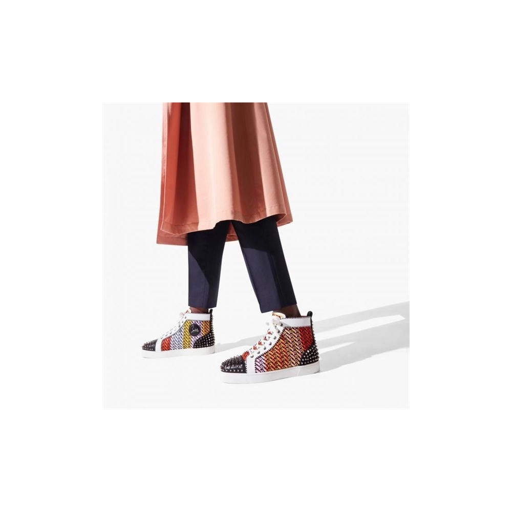 cheap Christian Louboutin High Top Lou Spikes Version Multi Calf sale