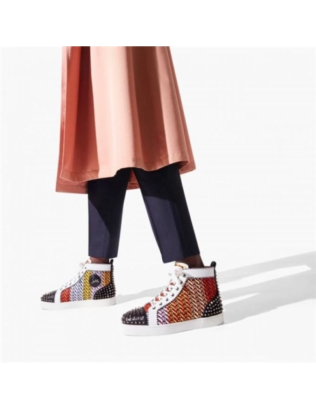 cheap Christian Louboutin High Top Lou Spikes Version Multi Calf sale