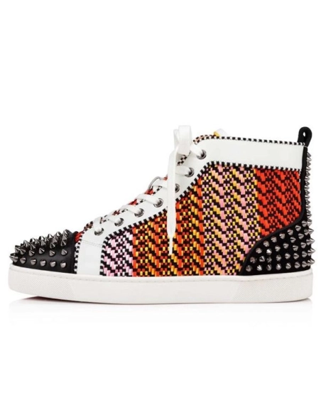 cheap Christian Louboutin High Top Lou Spikes Version Multi Calf sale