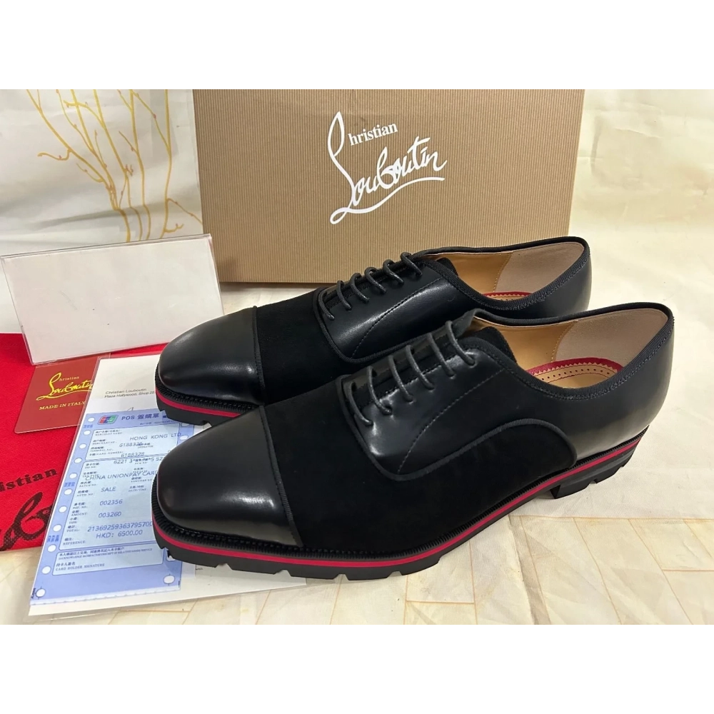 Replica Christian Louboutin Hubertus Oxford Suede and Calf Leather Black Outlet Sale