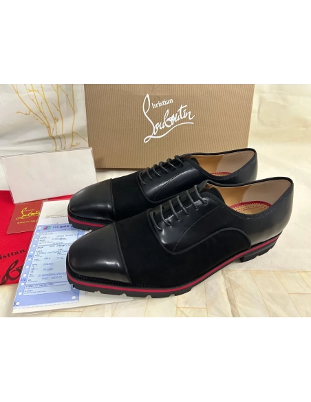 Replica Christian Louboutin Hubertus Oxford Suede and Calf Leather Black Outlet Sale