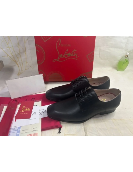 Discount Christian Louboutin Men Oxfords Calf Leather Black Outlet
