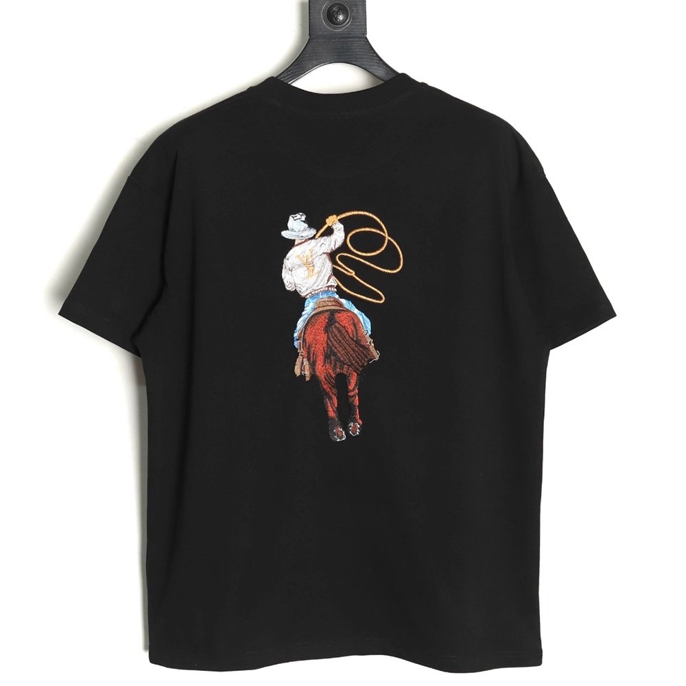 Louis Vuitton Western Denim Embroidered Short Sleeve TShirt,cheap Louis Vuitton