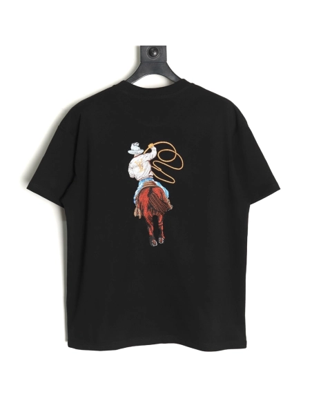 Louis Vuitton Western Denim Embroidered Short Sleeve TShirt,cheap Louis Vuitton