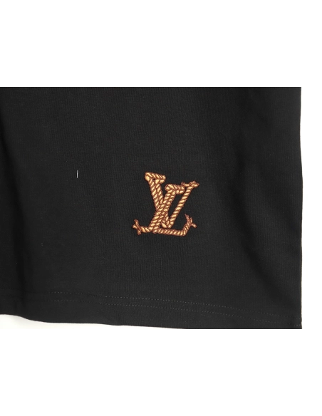 Louis Vuitton Western Denim Embroidered Short Sleeve TShirt,cheap Louis Vuitton
