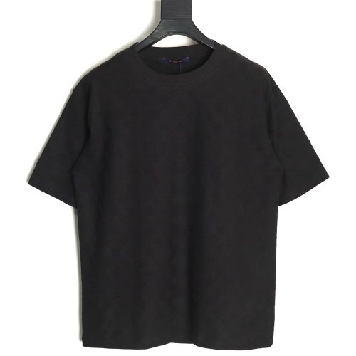 Louis Vuitton full print monogram dark pattern jacquard short sleeve Tshirt,cheap Louis Vuitton