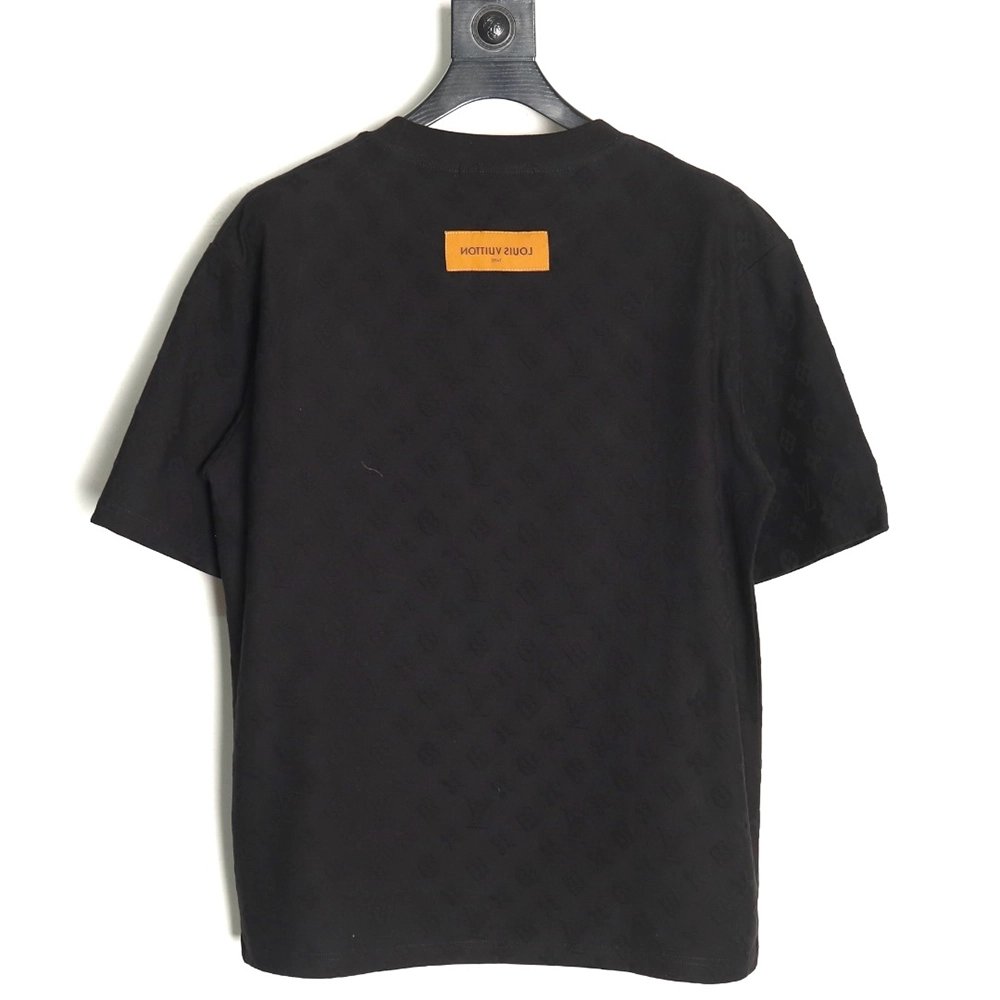 Louis Vuitton full print monogram dark pattern jacquard short sleeve Tshirt,cheap Louis Vuitton