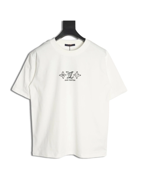 Louis Vuitton fourleaf clover and back logo print shortsleeved Tshirt,cheap Louis Vuitton