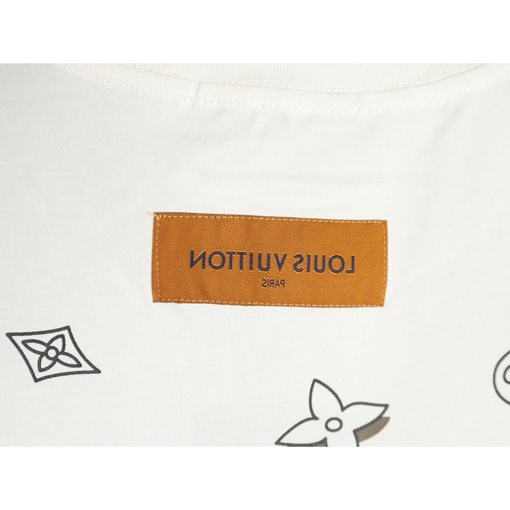 Louis Vuitton fourleaf clover and back logo print shortsleeved Tshirt,cheap Louis Vuitton
