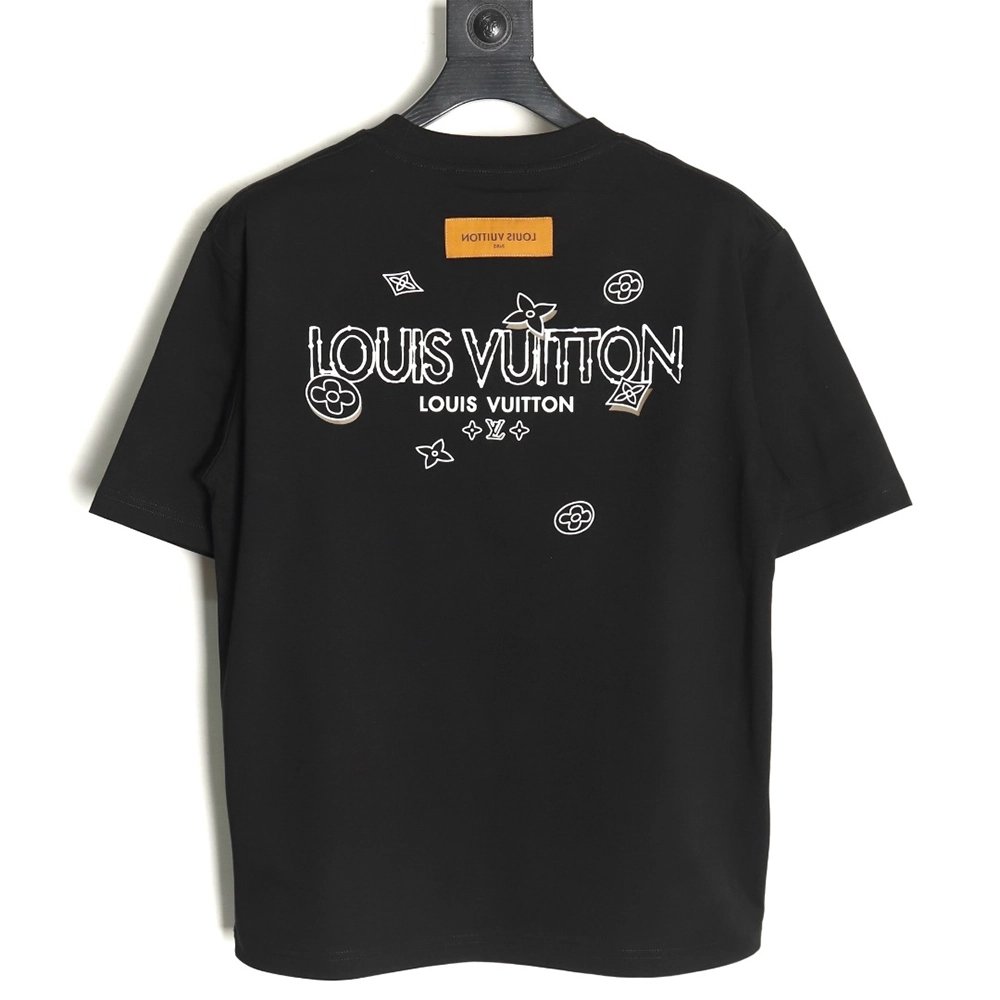 Louis Vuitton fourleaf clover and back logo print shortsleeved Tshirt,cheap Louis Vuitton