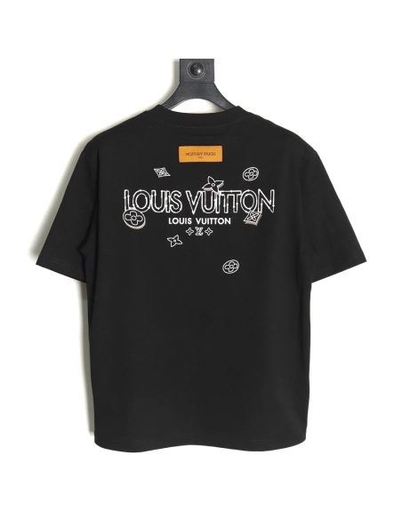 Louis Vuitton fourleaf clover and back logo print shortsleeved Tshirt,cheap Louis Vuitton