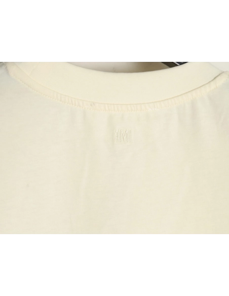 Ami Paris Towel Embroidered Heart Short Sleeve Tshirt,cheap Ami