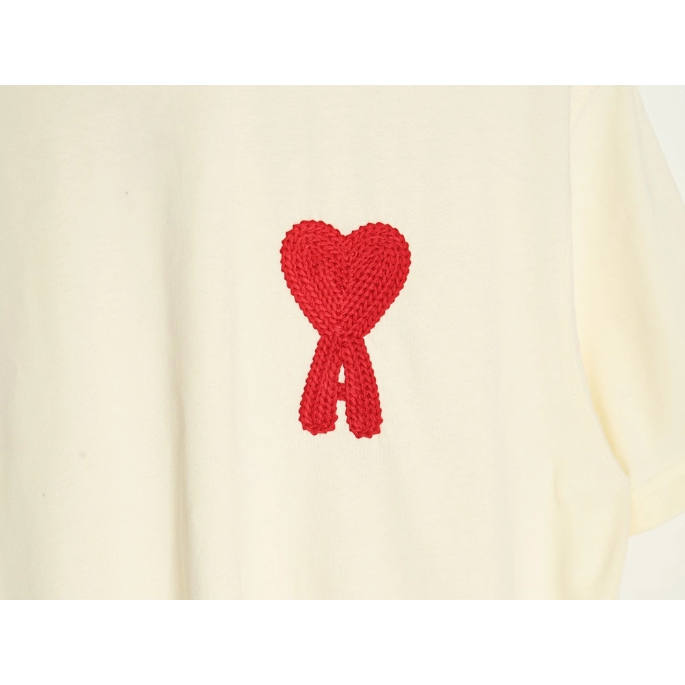 Ami Paris Towel Embroidered Heart Short Sleeve Tshirt,cheap Ami