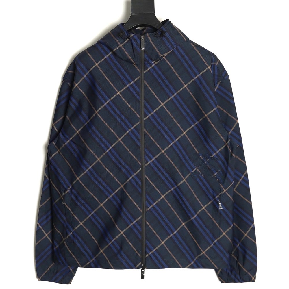 Burberry War Horse Embroidered Check Reversible Zip Jacket,cheap Burberry