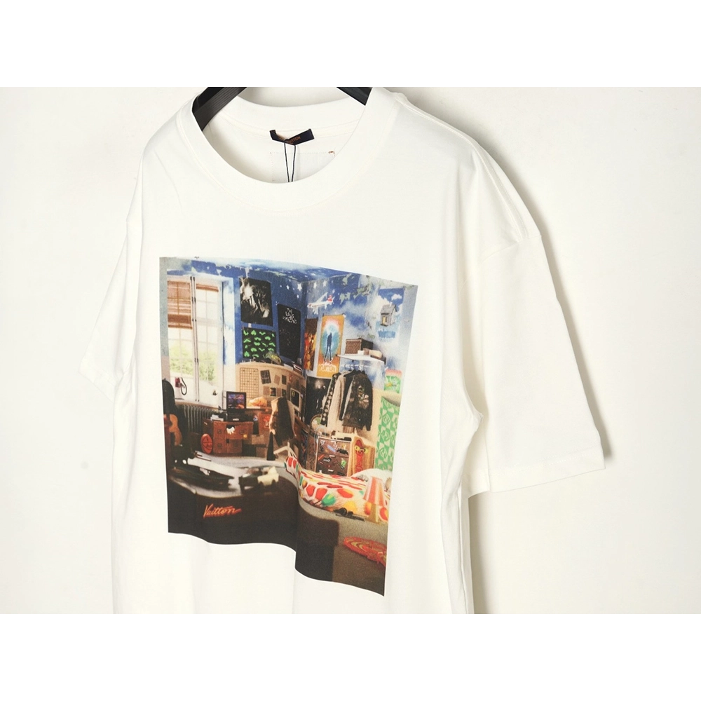 Louis Vuitton oil painting graffiti print short sleeves,cheap Louis Vuitton