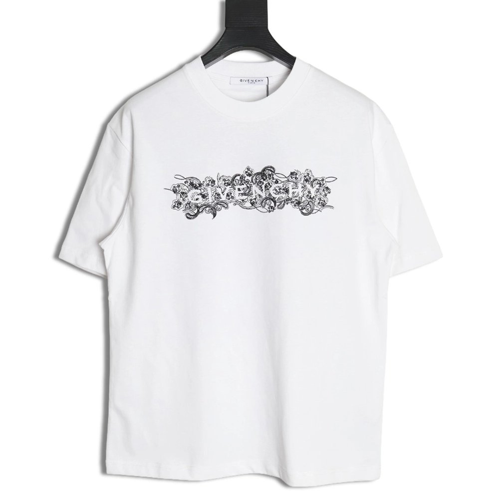 Givenchy floral embroidered lettering logo short sleeves,cheap Givenchy